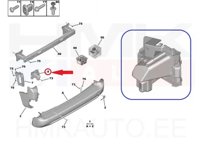Tagastange kinnitus parem OEM Citroen Berlingo/Peugeot Partner 2018- (tagaluugiga) - PSA 9816808080 - OE - 100% Genuine Part