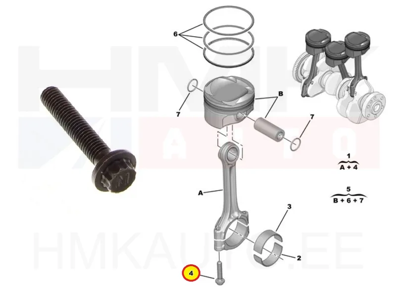 Kepsu kinnituspolt OEM Citroen/Peugeot 1,2THP M6,5x1-L35 - PSA 9675840180 - OE - 100% Genuine Part
