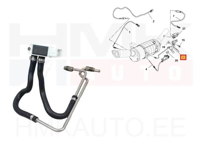 Väljalaskegaaside rõhuandur (koos torudega) OEM Renault Trafic III 1,6DCI 2014- - REN 208158007R - OE - 100% Genuine Part