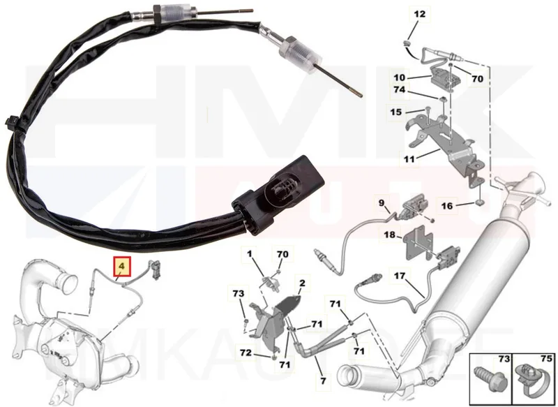 Väljalaskegaaside temperatuuri andurite komplekt OEM Citroen/Peugeot 2,0BlueHDi - PSA 9807562780 - OE - 100% Genuine Part