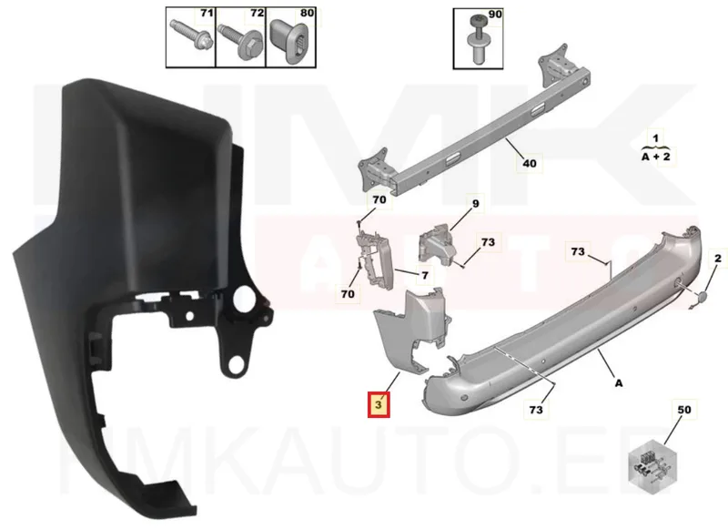 Tagastange nurk vasak OEM Citroen Berlingo/Peugeot Partner 2018- (lühike , tagaluuk) - PSA 9816789680 - OE - 100% Genuine Part