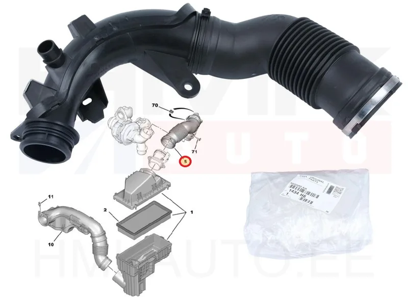 Õhufiltri toru OEM Citroen C5/Peugeot 508 2,2HDI - PSA 1434H6 - OE - 100% Genuine Part