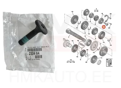 Käigukasti võlli kinnituspolt M12X1,25-L59,2 OEM Citroen/Peugeot/Fiat ML6 - PSA 230464 - OE - 100% Genuine Part