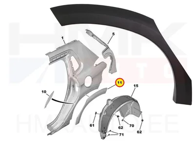 Rattakoopa liist tagumine parem OEM Peugeot 2008 - PSA 98174917XT - OE - 100% Genuine Part