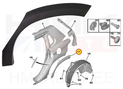 Rattakoopa liist tagumine vasak OEM Peugeot 2008 - PSA 98174914XT - OE - 100% Genuine Part