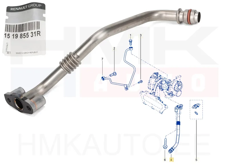 Turbo õli tagasivoolutoru OEM Renault 1,2TCe - REN 151985531R - OE - 100% Genuine Part