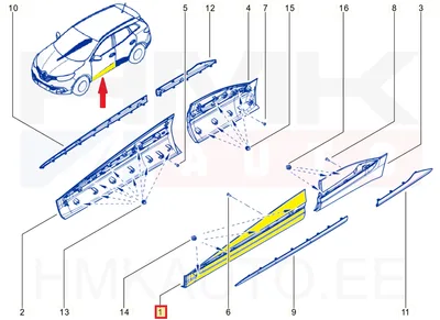 Front door trim left OEM Renault Kadjar 2015- - REN  808771493R - OE - 100% Genuine Part