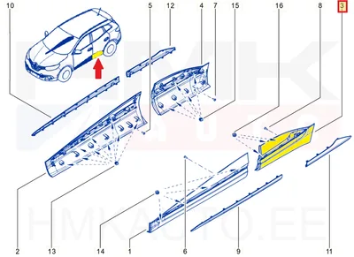 Молдинг левой задней двери OEM Renault Kadjar 2015- - REN 828772890R - OE - 100% Genuine Part
