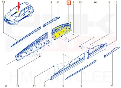 Молдинг правой задней двери OEM Renault Kadjar 2015- - REN 828764852R - OE - 100% Genuine Part