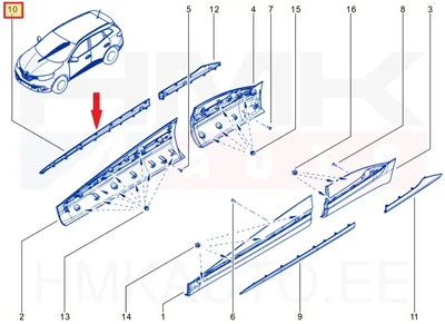 Front door chrome moulding, right OEM Renault Kadjar 2015- - REN  808D06047R - OE - 100% Genuine Part