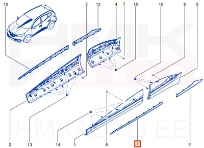 Front door chrome moulding, left OEM Renault Kadjar 2015- - REN  808D14128R - OE - 100% Genuine Part