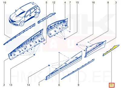 Хромированный молдинг задней двери, левый OEM Renault Kadjar 2015- - REN 828D16779R - OE - 100% Genuine Part