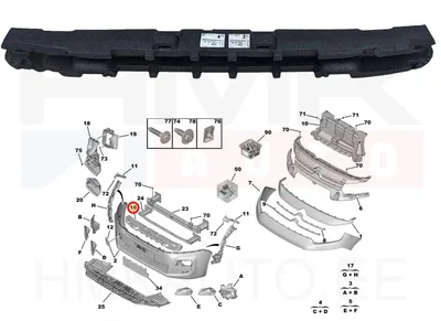 Esistange löögileevendi OEM Citroen Berlingo/Peugeot Rifter 2018- - PSA 9816768080 - OE - 100% Genuine Part