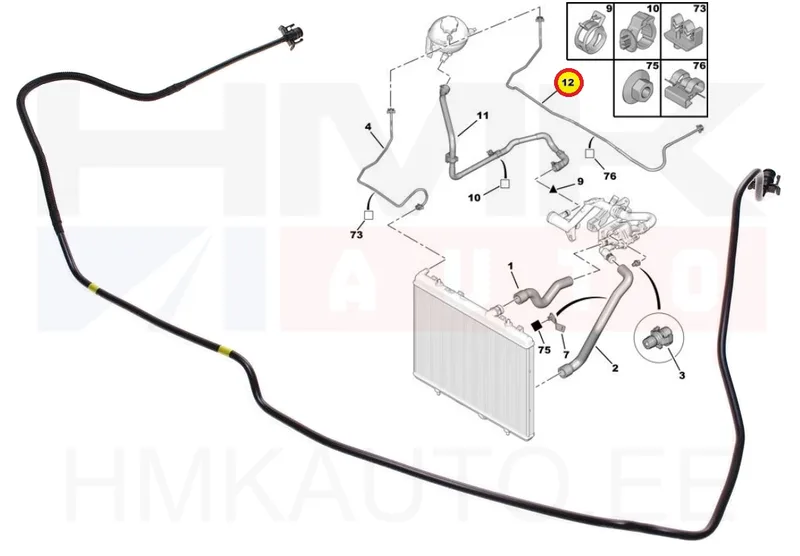 Paisupaagi ülevoolu toru OEM Citroen/Peugeot 1,6HDi - PSA 1323GV - OE - 100% Genuine Part