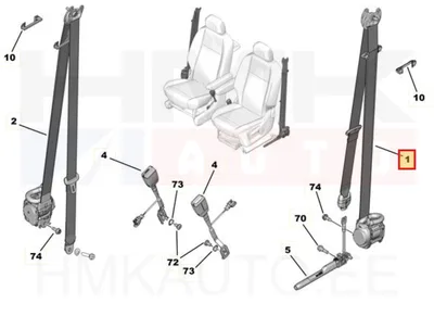 Turvavöö eesmine vasak OEM Citroen Berlingo/Peugeot Rifter 2018- - PSA 98172275XX - OE - 100% Genuine Part