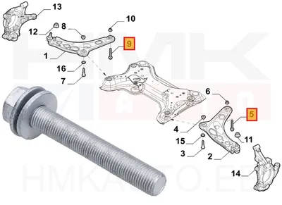 Esisilla õõtshoova kinnituspolt, tagumine OEM Renault Trafic II,III - REN  7703102108 - OE - 100% Genuine Part