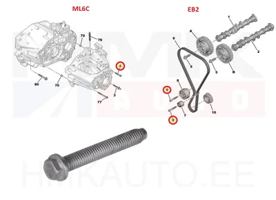 Boulon M8x1,25-55 OEM Peugeot/Citroen - PSA 1336L1 - OE - 100% Genuine Part