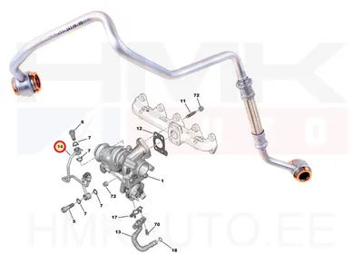 Трубка подачи масла турбины OEM Citroen/Peugeot 1,5 BlueHDi DV5R 2018- - PSA 9825960780 - OE - 100% Genuine Part