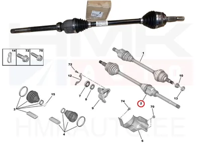 Drive Shaft Complete Right OEM Berlingo / Partner, Rifter, 308 18- (MB6/BE4 gearbox) - PSA 1612466980 - OE - 100% Genuine Part