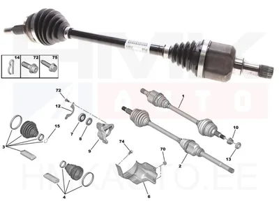 Complete Drive Shaft Left OEM Berlingo / Partner, Rifter, 308 18- (MB6/BE4 gearbox) - PSA  1610205580 - OE - 100% Genuine Part