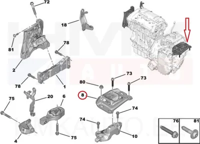 Mootoripadi vasak OEM Citroen C5 Aircross/Peugeot 308,3008,408,508,5008 - PSA 9813699680 - OE - 100% Genuine Part