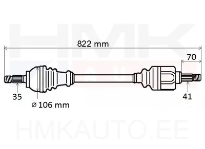 Arbre de transmission complet gauche Jumper/Boxer/Ducato 2,0BlueHDI(120kW) / 2,2BlueHDI(103/121kW) 2018- Euro6 - EXP C9876 - Expert Line