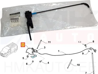 Kapoti tuuleluku tross koos hoovaga OEM Renault Trafic III/Kangoo II - REN  656225059R - OE - 100% Genuine Part