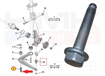 Esisilla õõtshoova kinnituspolt, eesmine M16x1,50 -L92 OEM Citroen Jumpy/Peugeot Expert 2016- - PSA  9856737680 - OE - 100% Genuine Part
