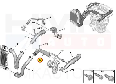 Turbo õhutoru OEM Citroen/Peugeot 1,2THP - PSA  9812735880/L - OEM (no box)