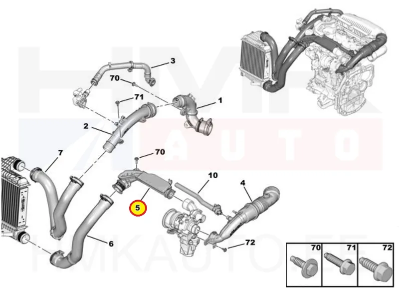 Turbo õhutoru OEM Citroen/Peugeot 1,2THP - PSA 9812735880/L - OEM (no box)
