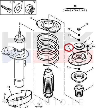 Amortisaatori padi eesmine Partner/Berlingo/Xsara/ZX (ilma roolivõimendita) - PSA 503876J - OEM (no box)