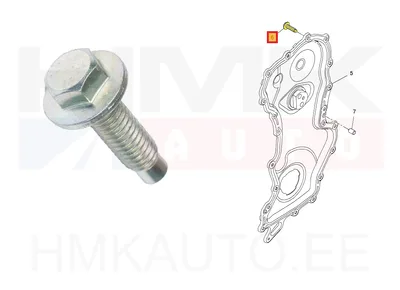 Mootori ketikaane kinnituspolt OEM Renault 1,6DCI (M6x1,00-L19) - REN 7703002660 - OE - 100% Genuine Part