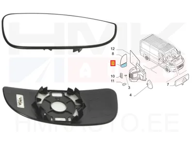Стекло зеркала правое нижнее с подогревом Jumper/Boxer/Ducato 2006- - 7860044AG - OEM (no box)