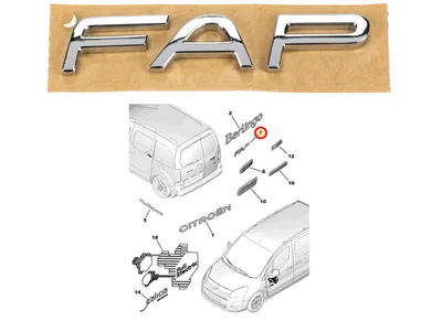 Embleem tagauksele "FAP" OEM Berlingo/Partner 2010- - PSA 866644 - OE - 100% Genuine Part