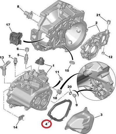 Käigukasti otsakaane tihend OEM Citroen/Peugeot MA k.kast - PSA 221126 - OE - 100% Genuine Part