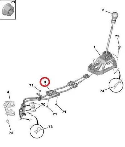 Käiguhoovastiku trosside komplekt Citroen C1/Peugeot 107 - PSA 2444ATJ - OEM (no box)