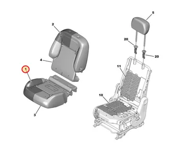 Assise siège côté passager OEM Berlingo/Partner (B9) 2008- - PSA  8906TX - OE - 100% Genuine Part