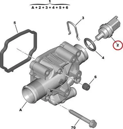 Tunnistin, jäähdytysnesteen lämpötila OEM Citroen/Peugeot 1,4-1,6 - PSA 1338F8 - OE - 100% Genuine Part