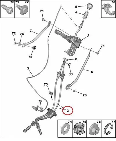 Комплект тросов переключения передач OEM Citroen Jumpy/Peugeot Expert -2007 - PSA 2444AR - OE - 100% Genuine Part