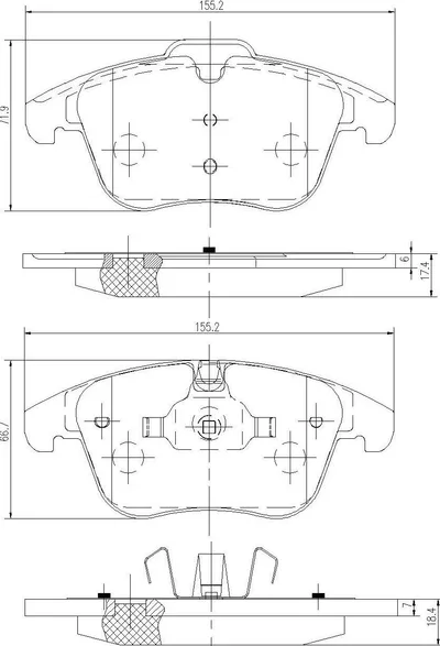 Jeu de plaquettes de frein avant Citroen C5 / Peugeot 508 - BRE BP3487 - Bremsi