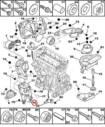 Mootori kinnitus kronstein parem Citroen/Peugeot EW10, EW7 - PSA 184699 - OE - 100% Genuine Part